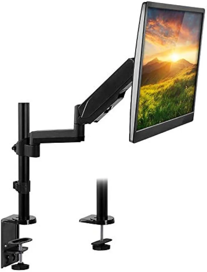 TAURKENAM TAURKENAM Single Monitor Arm Gas Spring 17.6 lb 14.2 in VESA 75x75 100x100 C-Clamp Grommet — product photo