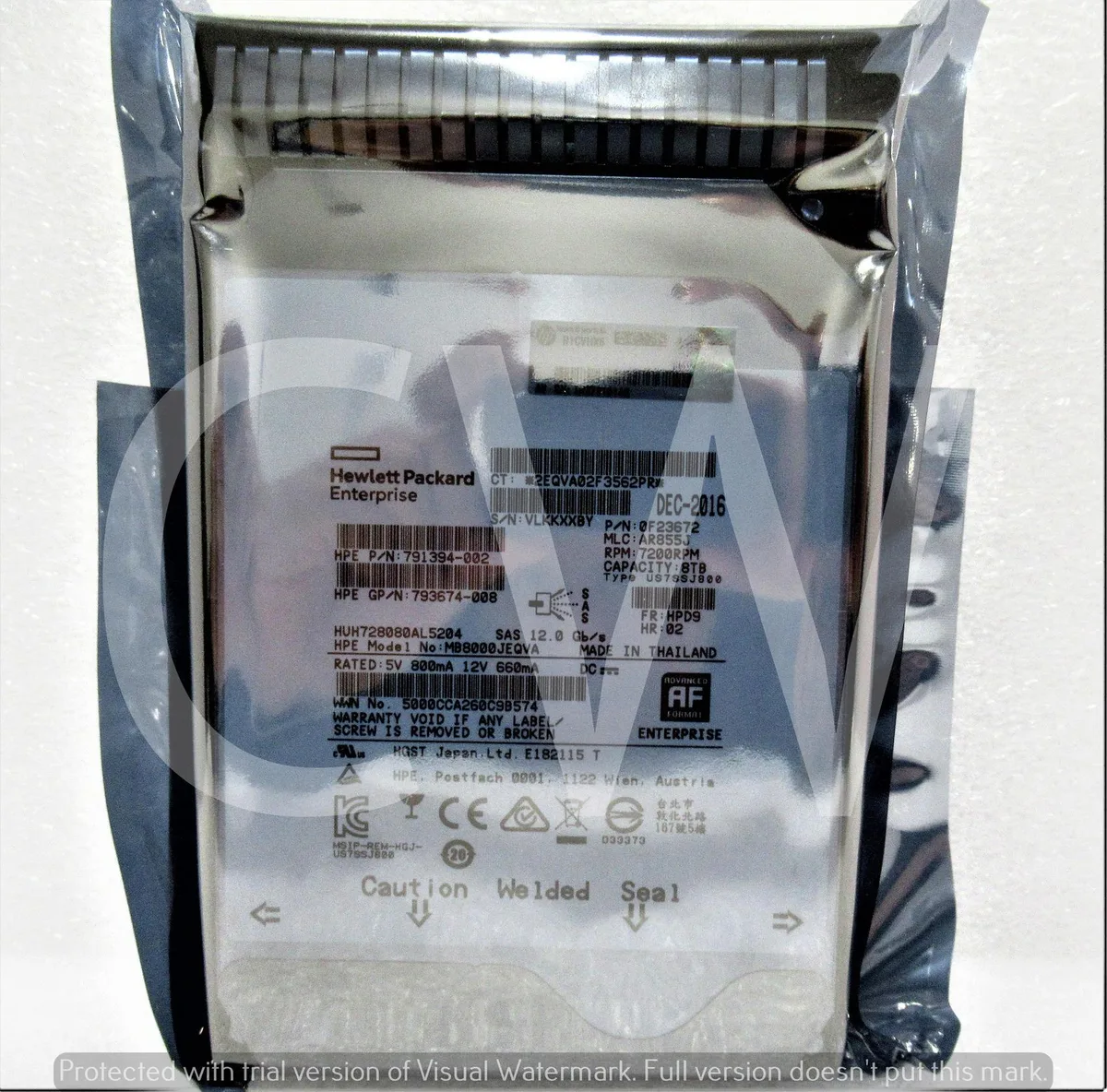 HPE HPE HUH728080AL5204 8TB 7.2K RPM 12Gbps 3.5" SAS internal hard drive — product photo