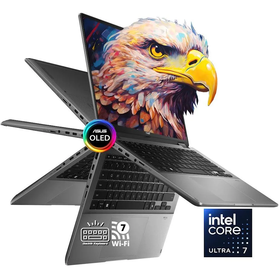 ASUS ASUS Vivobook 2-in-1 Laptop 14" OLED Core Ultra 7 256V 16GB 1TB Matte Gray — product photo