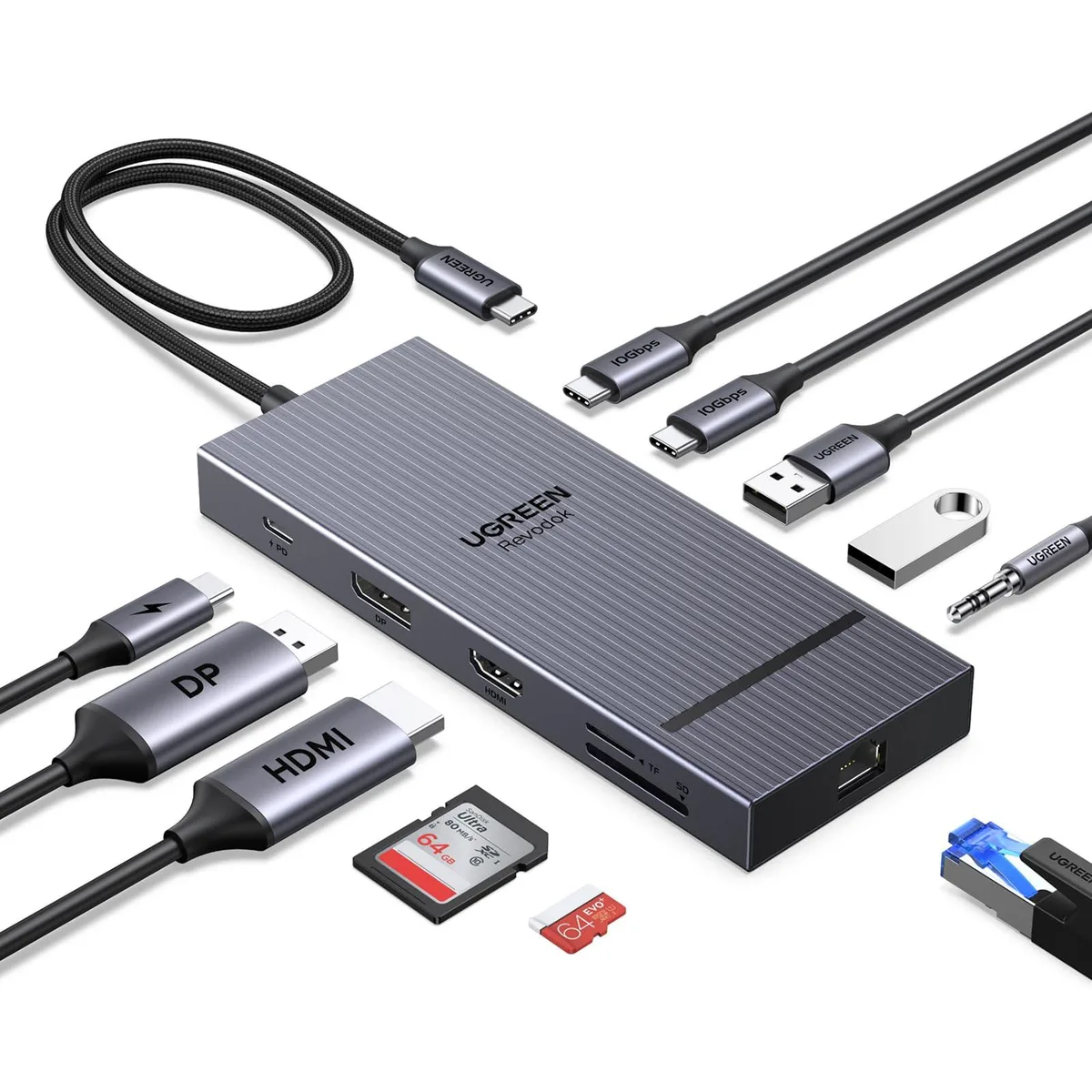  Ugreen 55766 11-in-1 USB-C Docking Station Gray — product photo