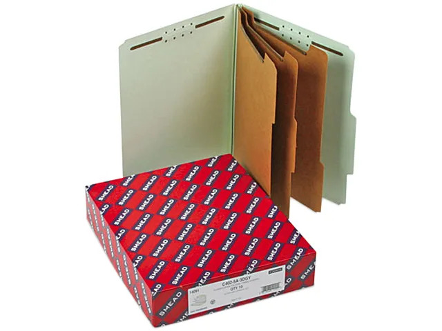 Smead Smead 14091 file folder, 3" expansion, eight-section, gray-green, 10/box — product photo