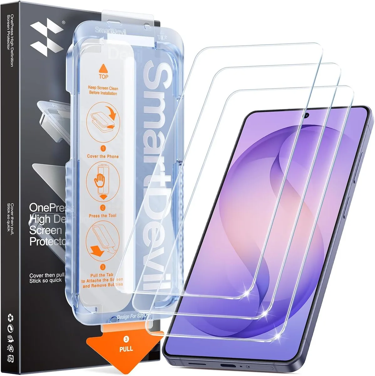 Three clear tempered glass screen protectors in a pack
