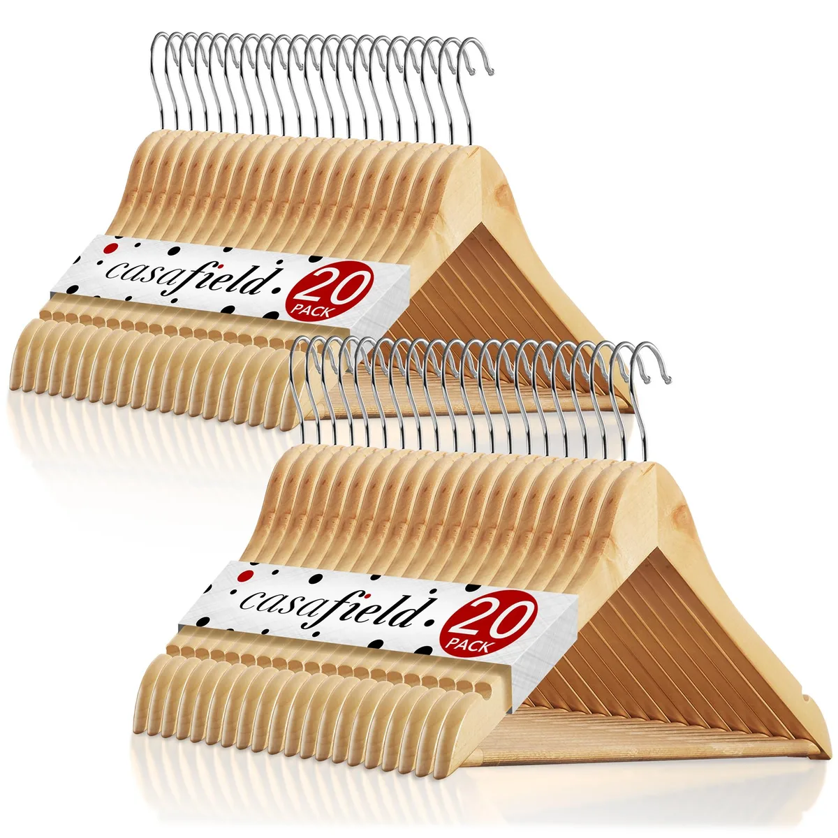 Casafield Casafield 40 Natural Wooden Suit Hangers 10-lbs 360 swivel — product photo