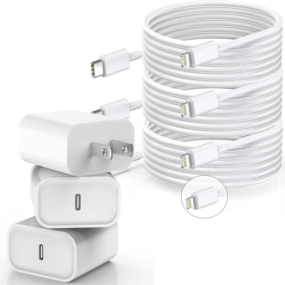 MCHOSE MCHOSE MFi Certified USB-C to Lightning Cable 3-Pack 6 ft 20 W Charger — product photo