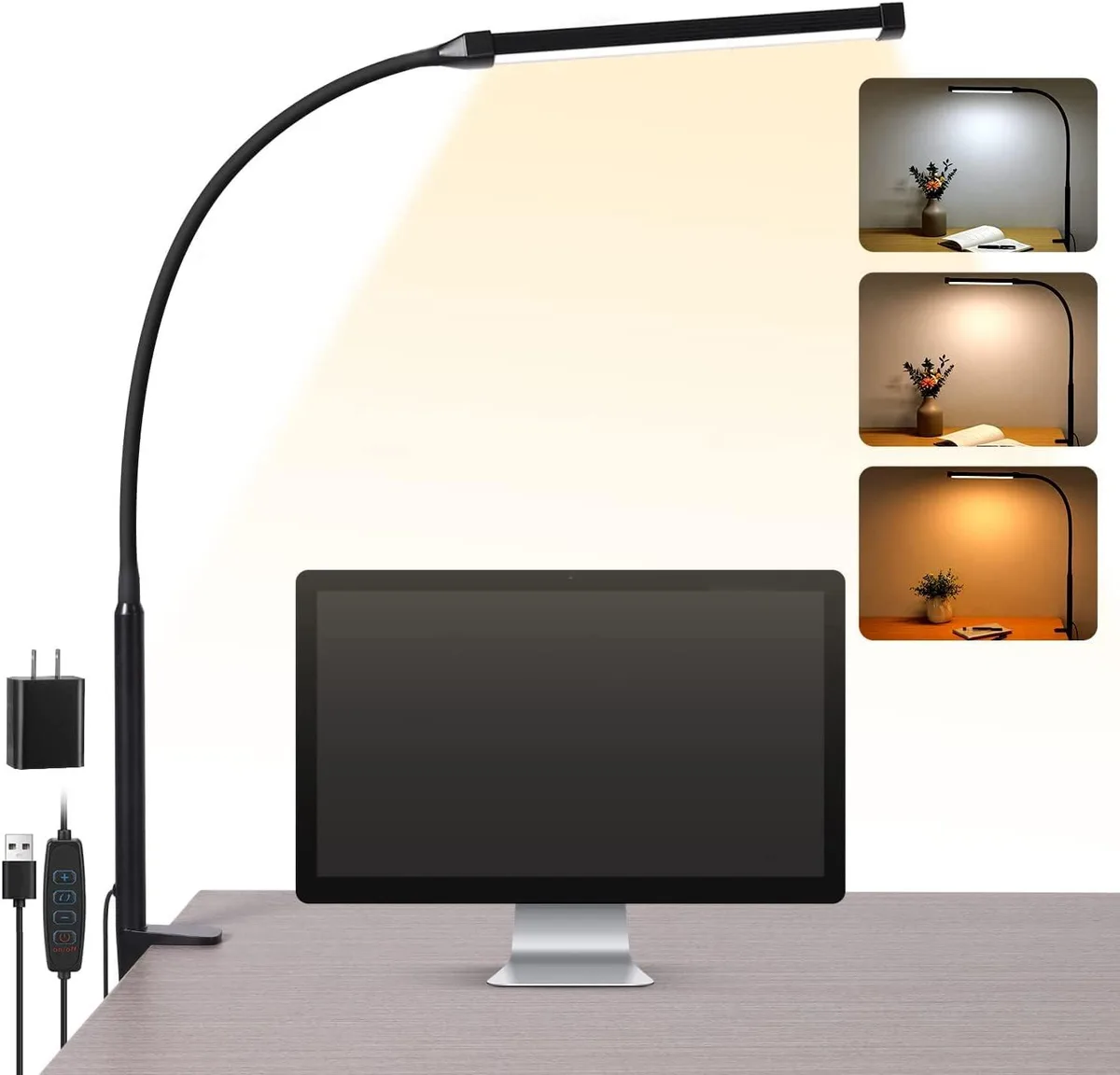  Voncerus SHTD002 desk lamp 360° goose-neck 2700K 4500K 6500K 10W 125V — product photo