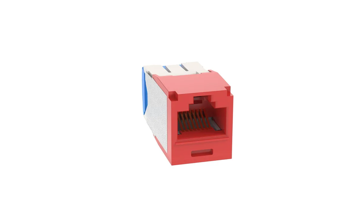 Panduit Panduit CJ6X88TGRD Mini-Com TX-6 RJ-45 adapter, red — product photo