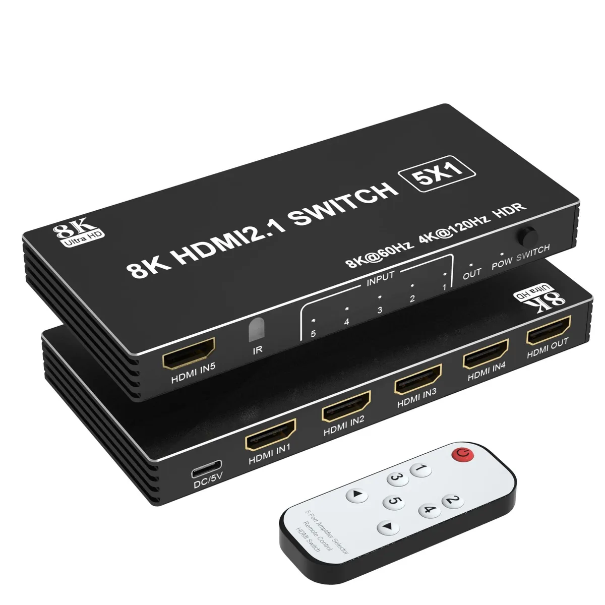 BUCIER BUCIER HDMI501-LTH 5×1 8K60 4K120 video switch — product photo