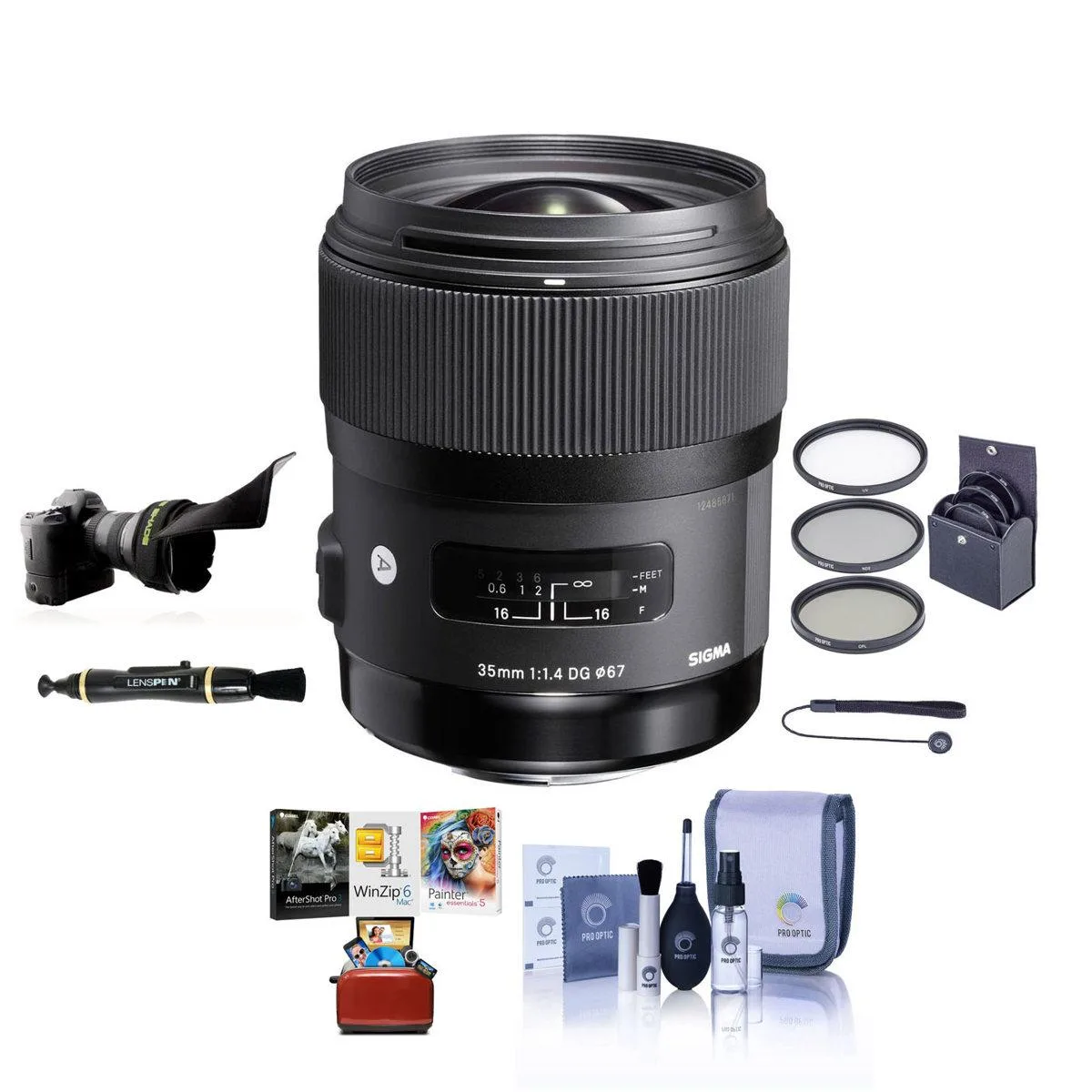 SIGMA Sigma 35mm f/1.4 DG HSM ART Lens for Nikon F, Bundle with ProOptic 67mm Filter Kit — product photo