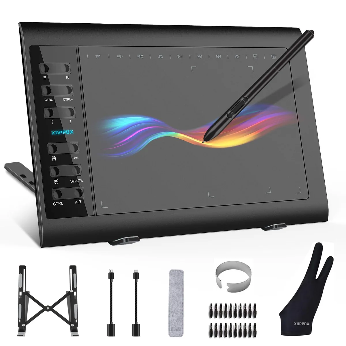 XOPPOX VIN1060Plus 10×6 Inch Graphics Tablet 8192 Pressure 12 Hot Keys — product photo