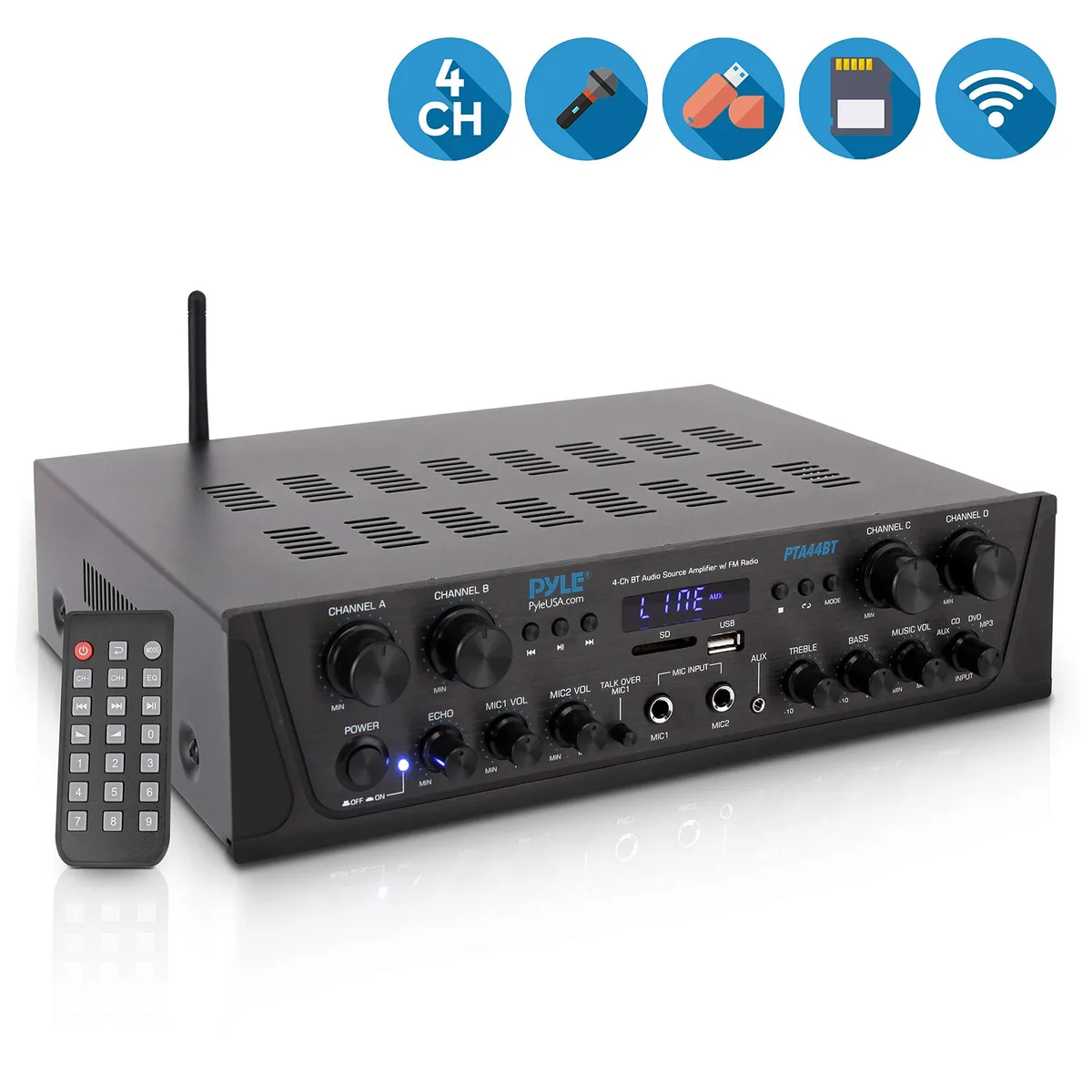 Pyle Pyle PTA44BTBluetooth 4-Channel 500W Amplifier TV Tuner — product photo
