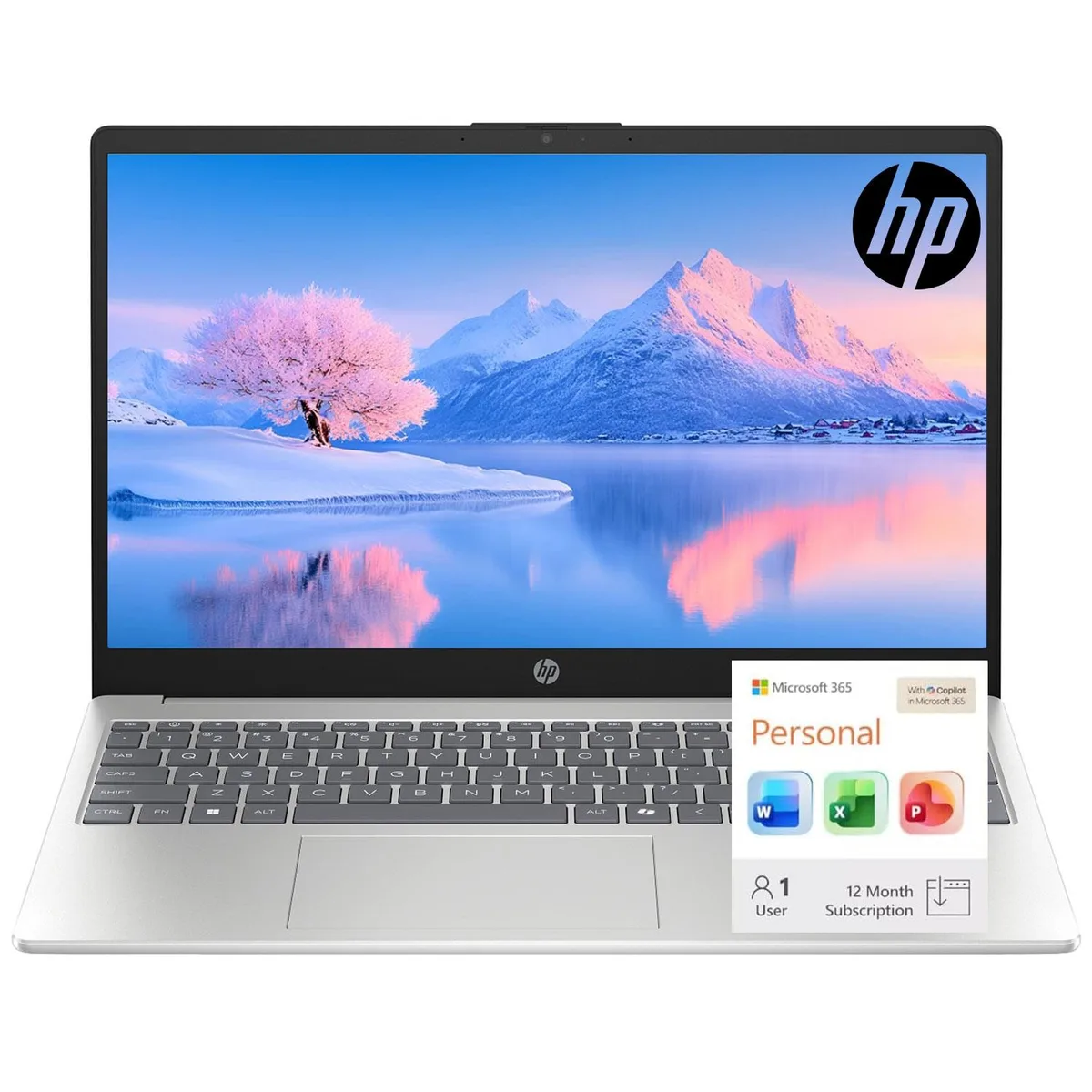 HP HP Essential-Series 15.6 laptop Intel N100 4GB 128GB eMMC Windows 11 Home Silver — product photo