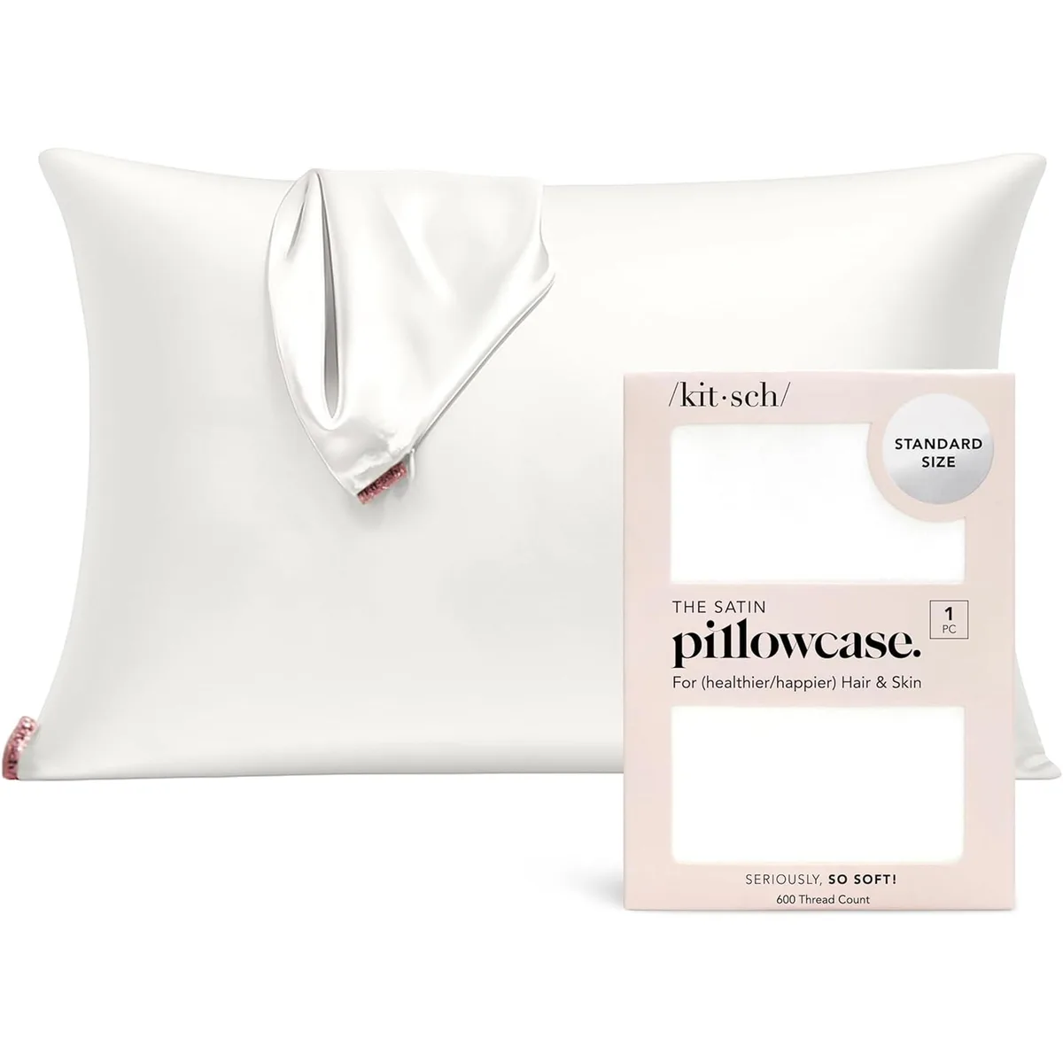 Two black satin pillowcases with zippers, 19 by 26 inches