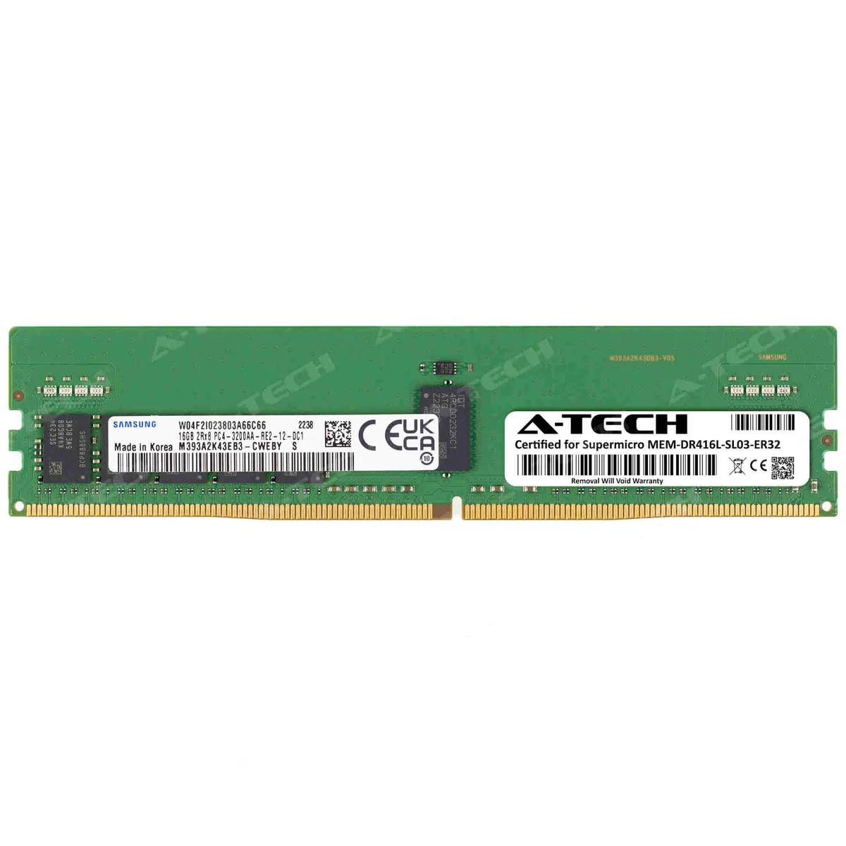 A-Tech A-Tech MEM-DR416L-SL03-ER32 16GB DDR4 3200 2Rx8 ECC RDIMM server RAM — product photo