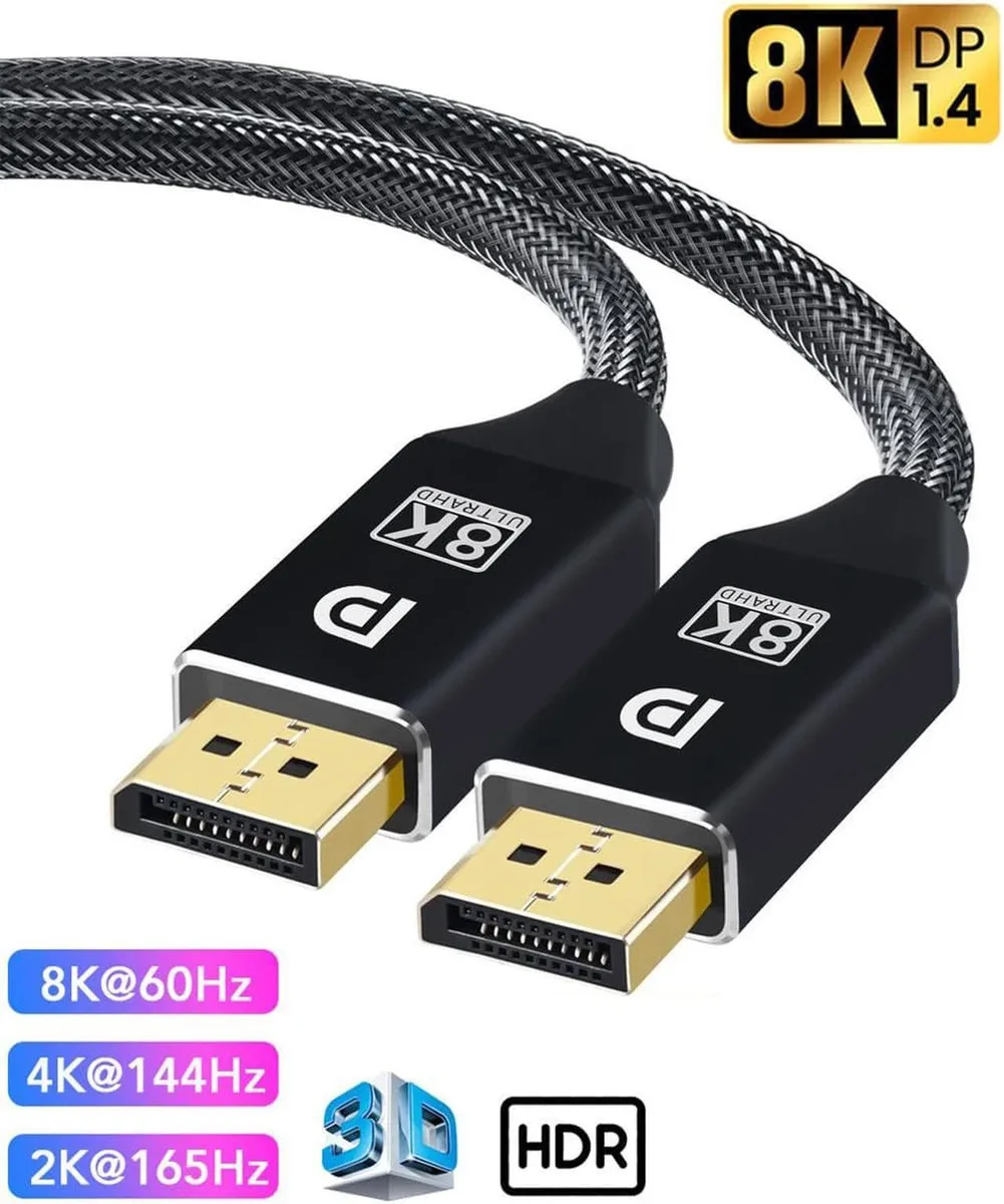 Aomoproing Aomoproing DisplayPort 1.4 cable 16.4 ft Silver 8K 60Hz 4K 144Hz — product photo