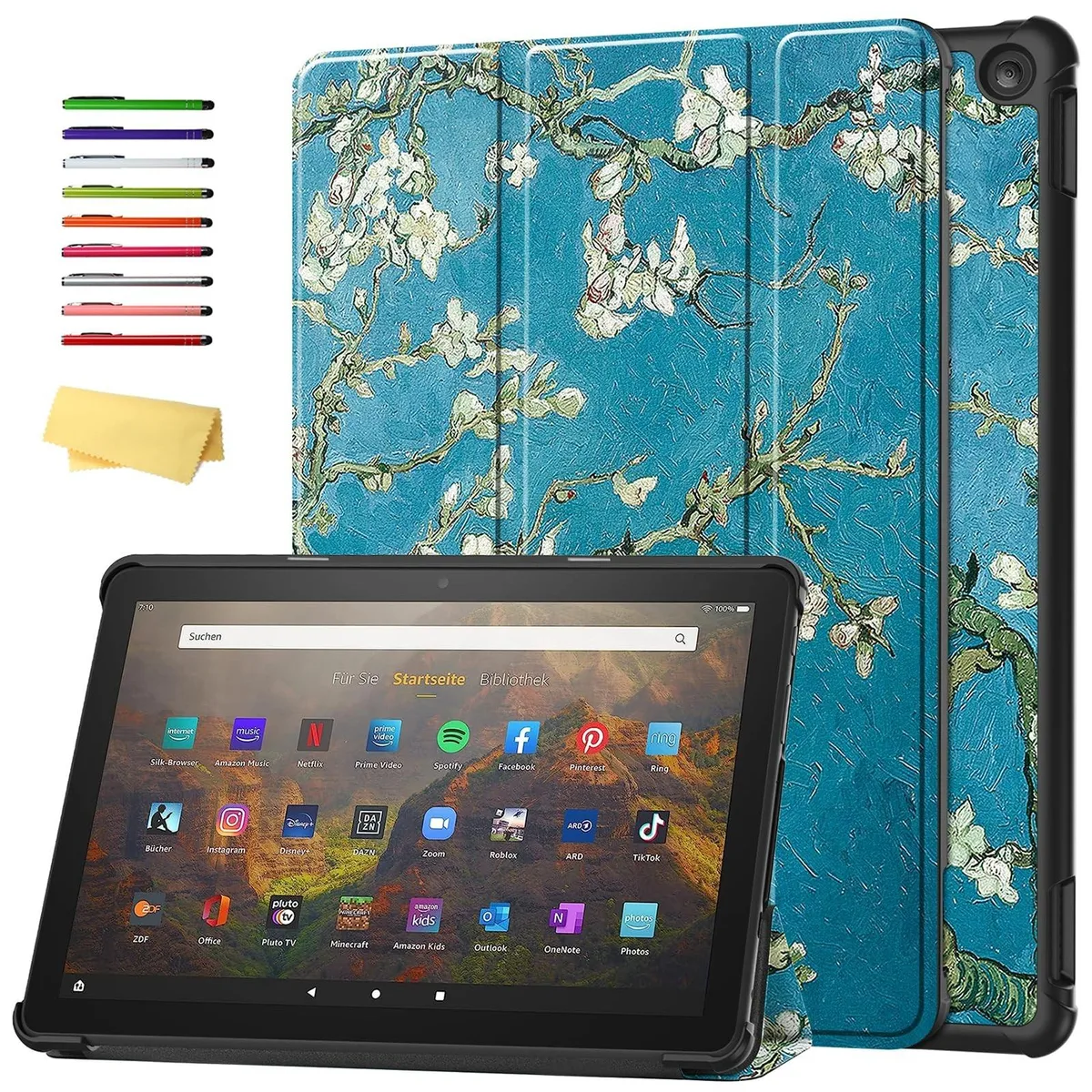 BESIGN BESIGN 2 in 1 accessory for Kindle Fire HD 10 13th Gen 2023 10.1" Blossoming Almond Tree — product photo