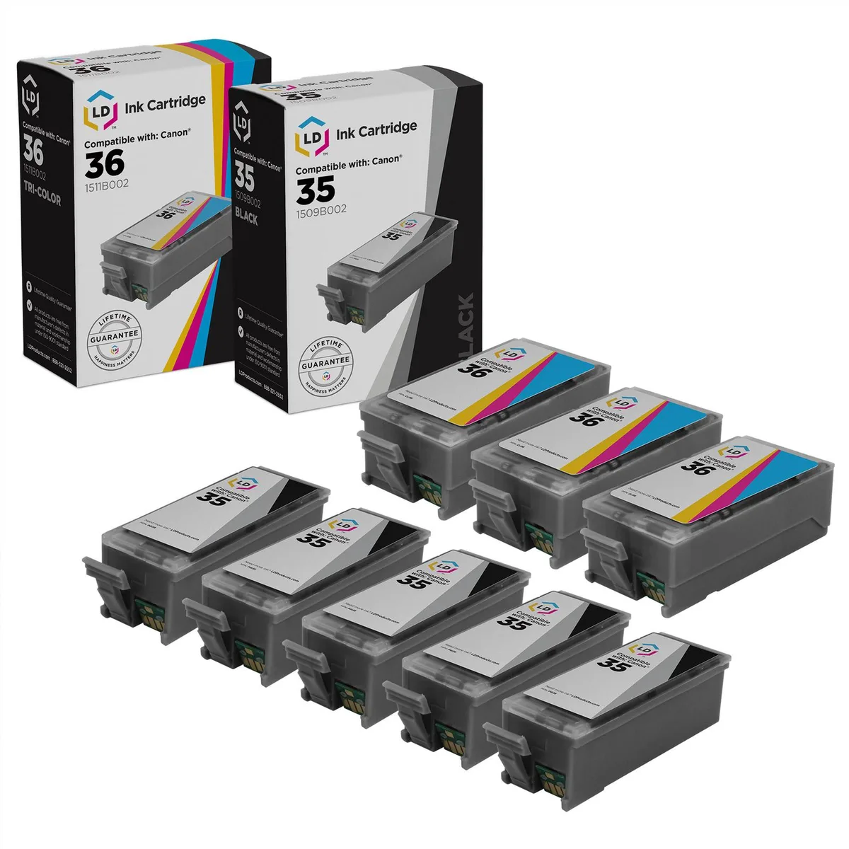 LD Products LD Products Canon iP100 Ink Cartridge Set 5×PGI-35 3×CLI-36 — product photo