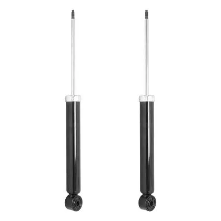 Two silver rear shock absorbers in a cardboard box
