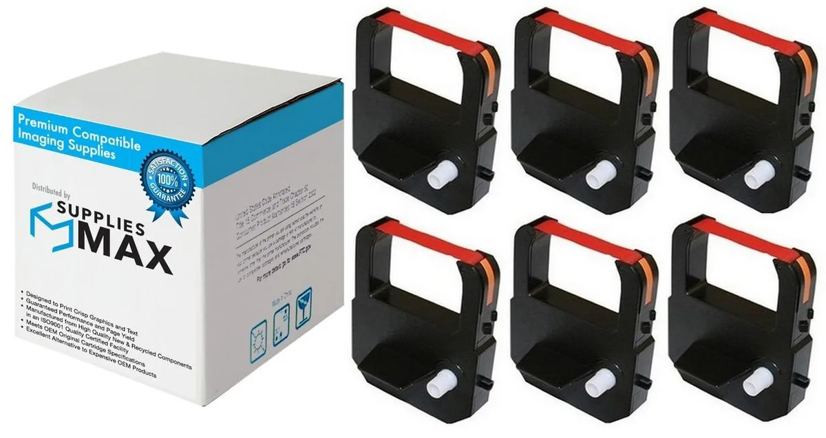 SuppliesMax SuppliesMax Seikosha S83R Red Time Clock Printer Ribbons 6/PK — product photo