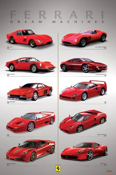 Ferrari Dream Machines poster print 24 by 36 inches on heavy stock paper