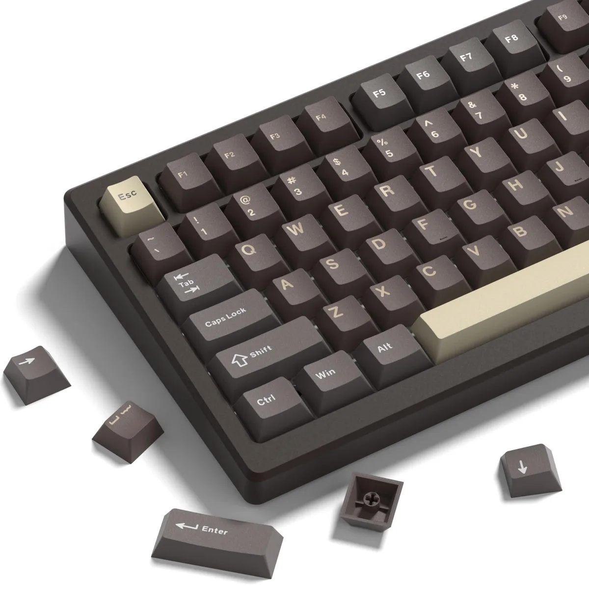 Womier Womier Double Shot PBT Keycaps 130 Keys Cherry Profile Brown Coffee — product photo