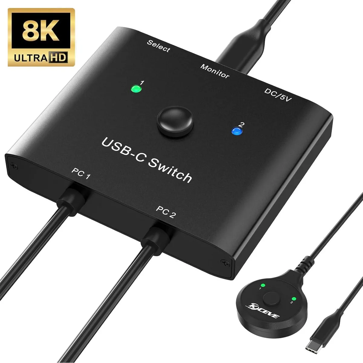 WRIARICH WRIARICH C201B USB-C KVM Switch 2-Port 8K@60Hz 100W PD — product photo