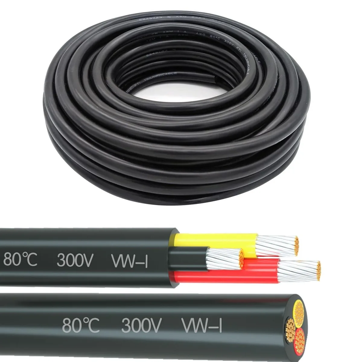 ALSEYE ALSEYE 16AWG 3 Conductor Speaker Wire Red Black Yellow 80ft — product photo