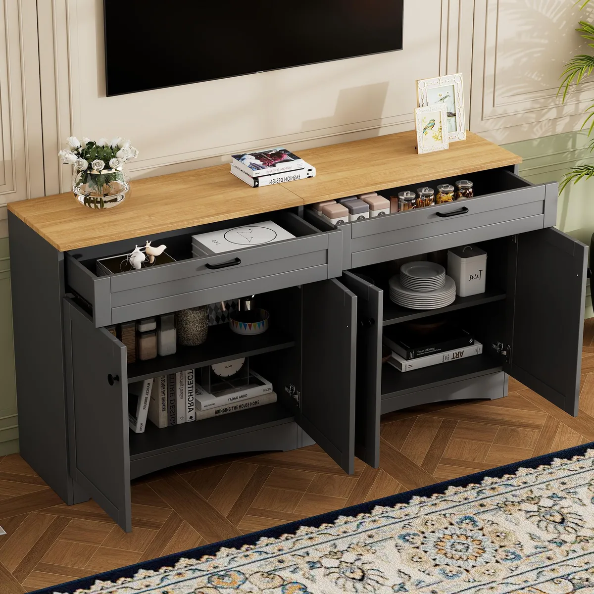 tuphen tuphen Farmhouse TV Stand Grey 70 inch 62.9W — product photo