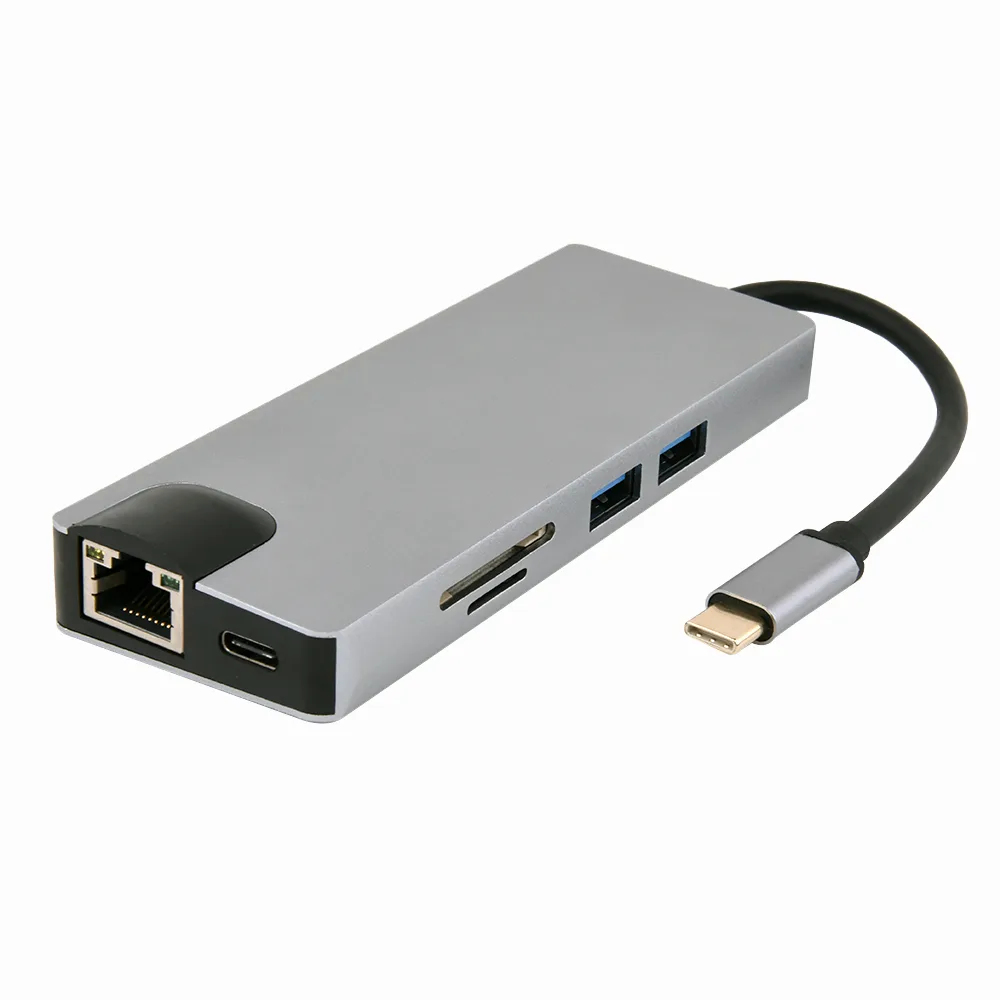 INMISS INMISS Silver Docking Station USB3.0 HDMI VGA LAN SD TF Thunderbolt 3 — product photo