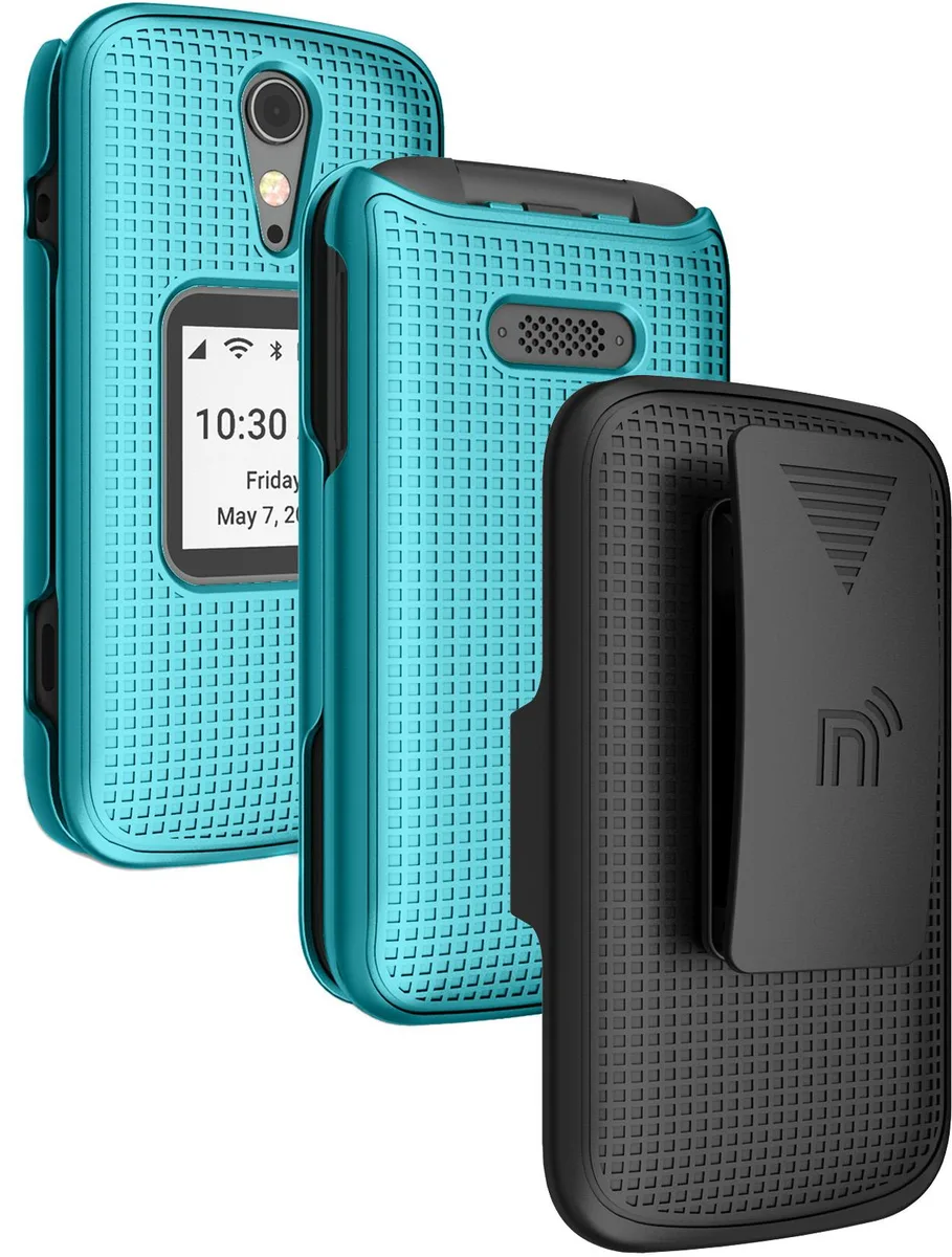 Nakedcellphone Nakedcellphone Grid Case + Belt Clip Holster Combo Teal 13-position — product photo
