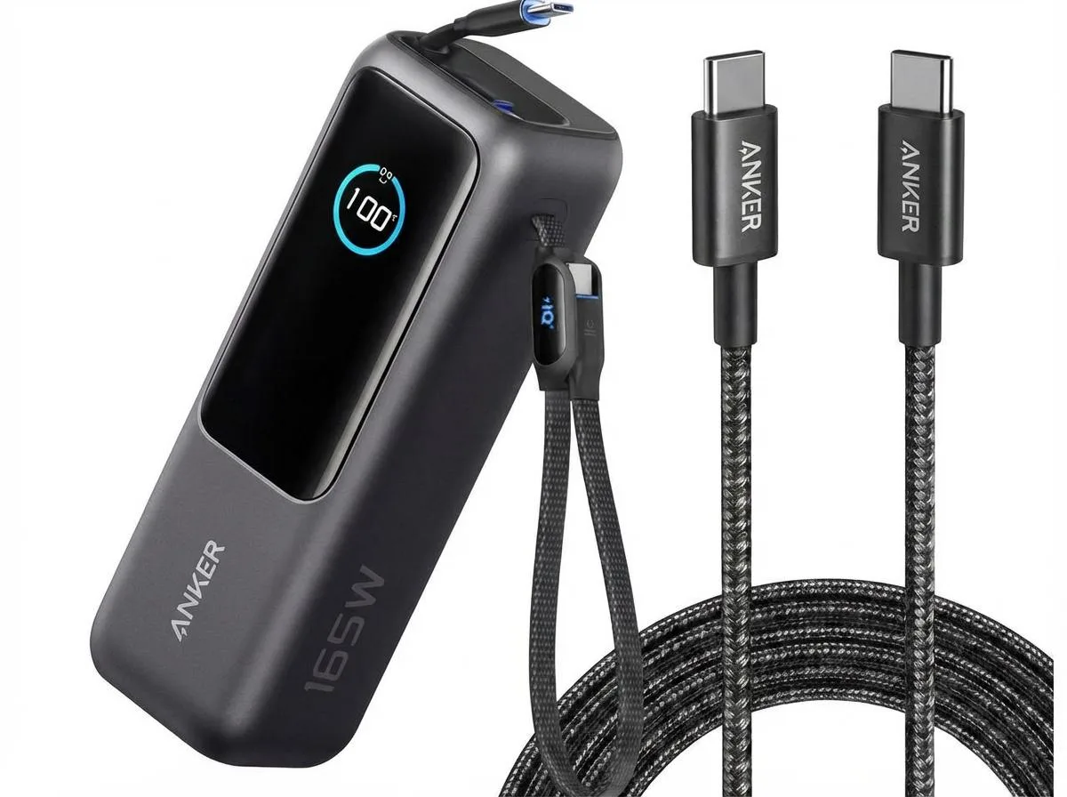 Anker Anker Laptop Power Bank 25000mAh 165W Triple 100W USB-C Retractable Cables Silver A1695 — product photo