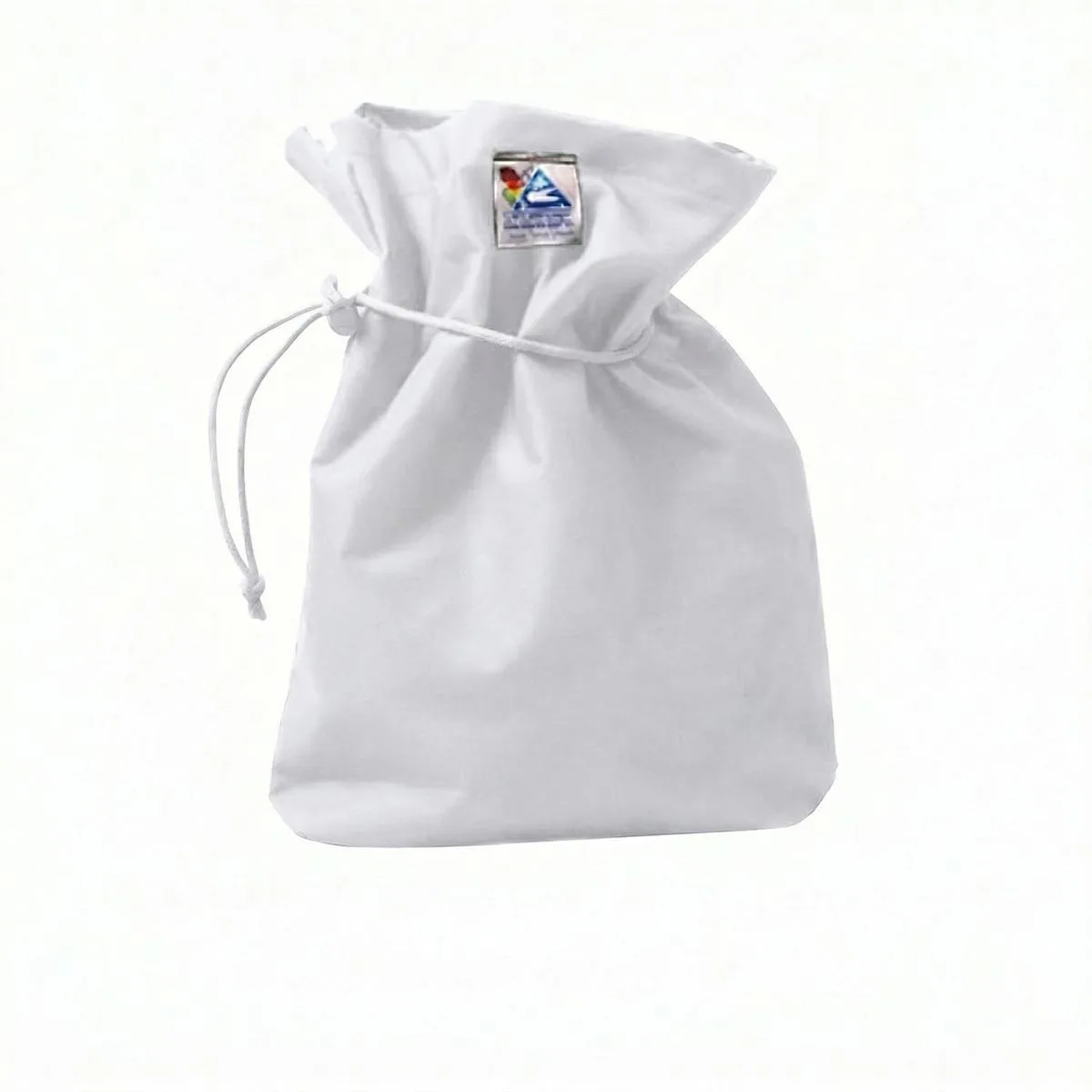 White rectangular camera case in heavyweight polyester with clear ID pocket on bottom