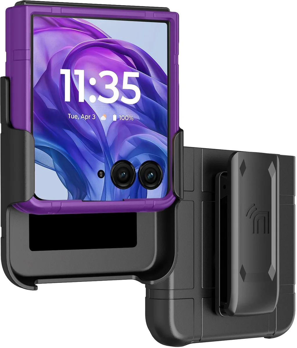 Nakedcellphone Nakedcellphone Hard Case &amp; Belt Clip for Motorola RAZR+ 2024 2025 2026 Purple — product photo