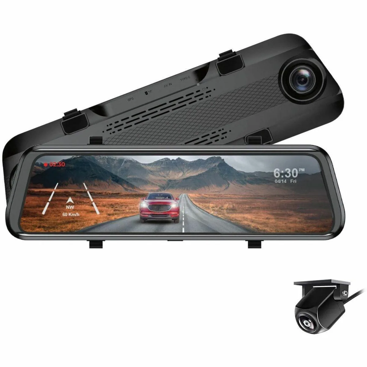 Adesso Adesso OrbitD100 2-Channel Rearview Mirror Onboard Camera System 1080P 9.66" 32GB — product photo