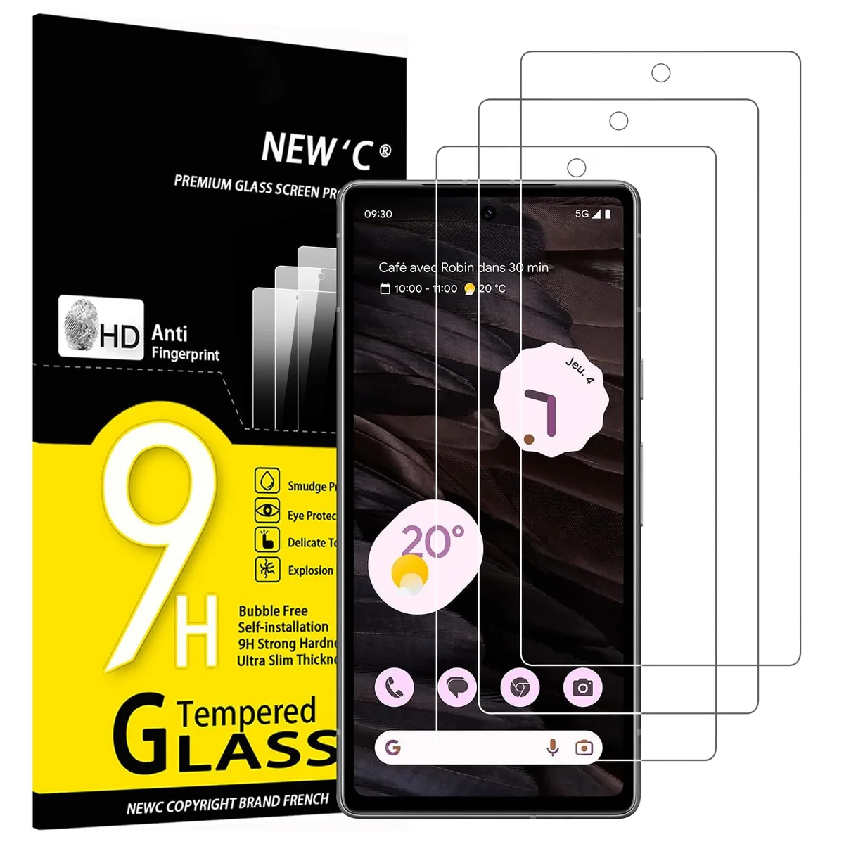 Three rectangular glass sheets with rounded corners and glossy clear finish