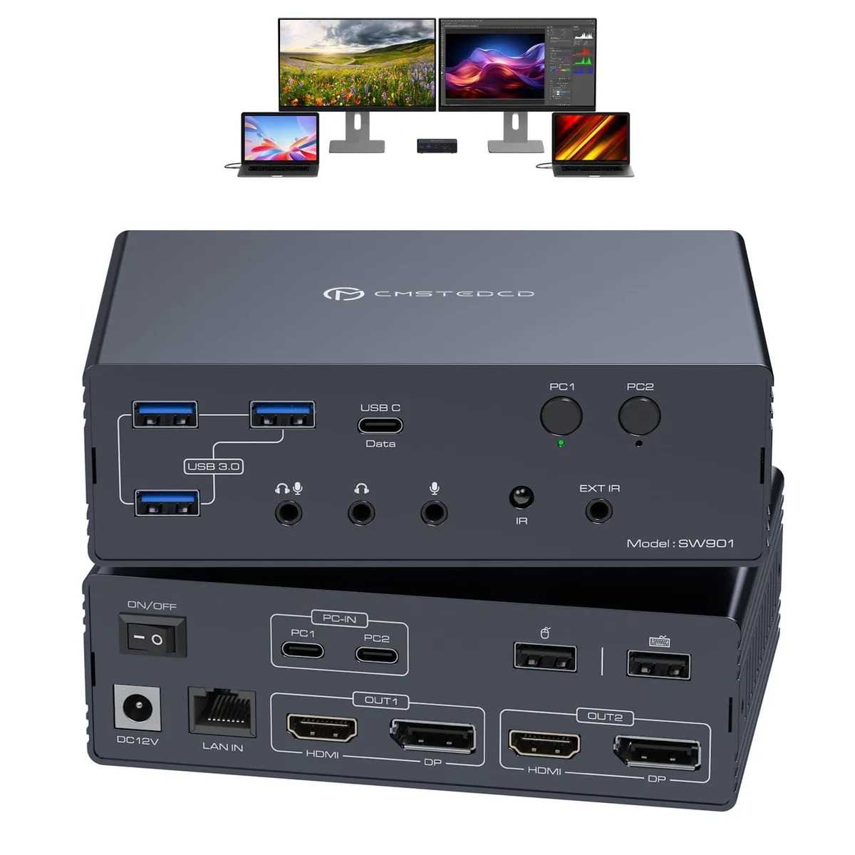 Audiovox - Generic Audiovox - Generic SW901 16-in-2 4K@60Hz KVM Docking Station — product photo
