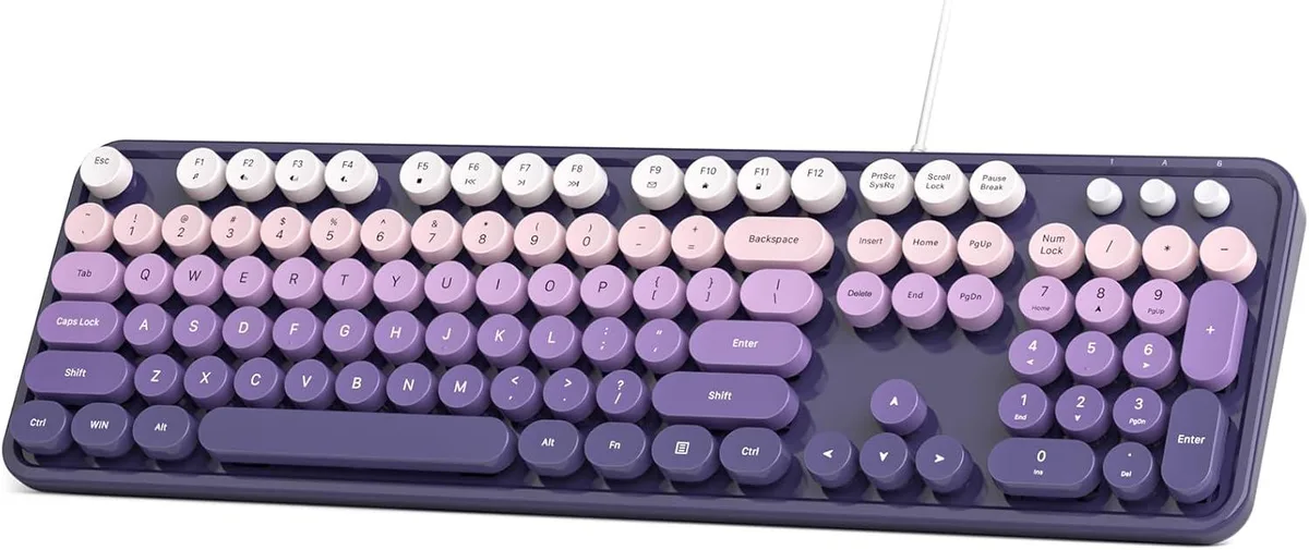 usbroway usbroway Wired Retro Gaming Keyboard 104 Keys Purple Gradient — product photo