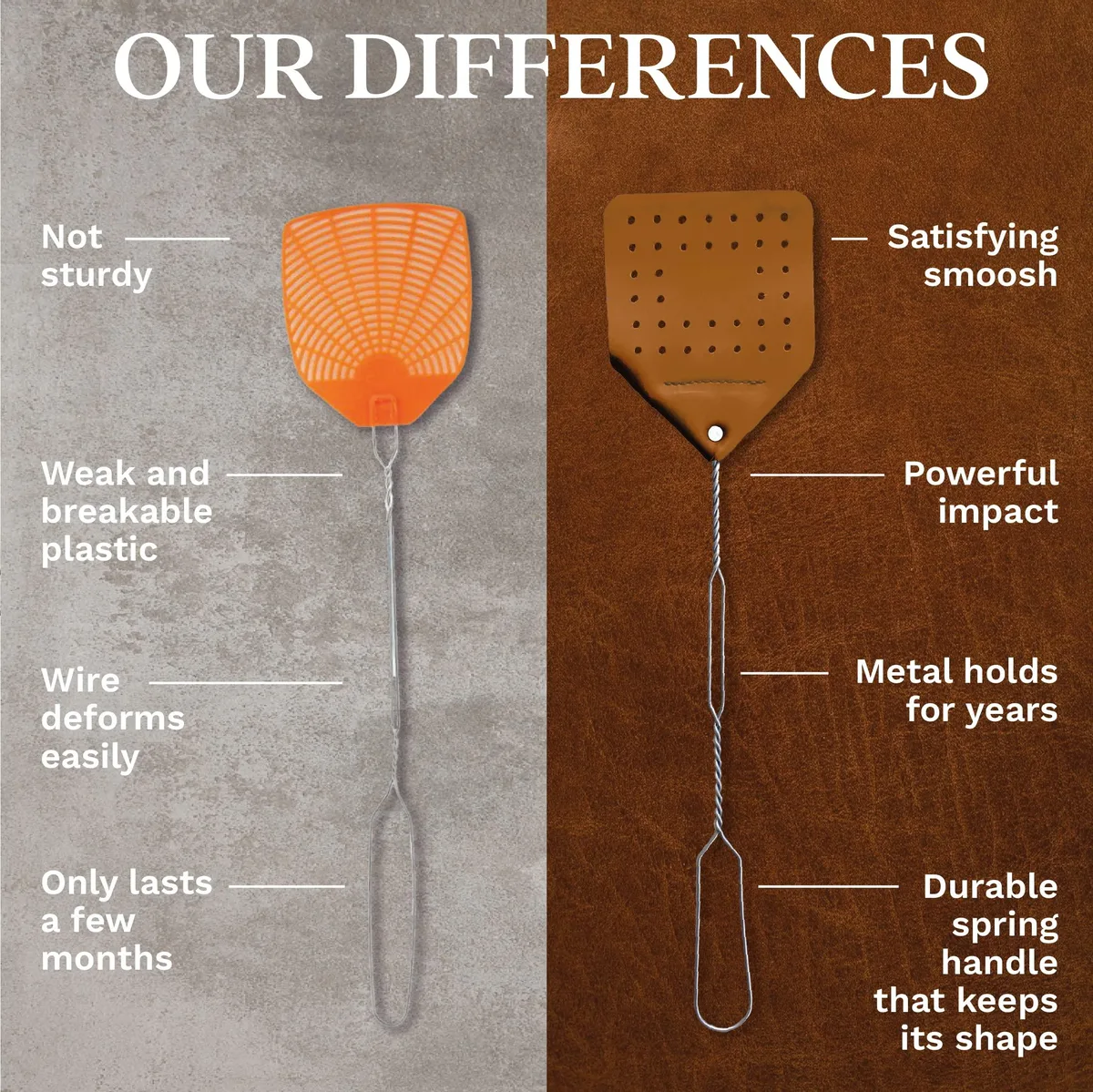  Hope Woodworkings Leather Fly Swatter 17" Brown — product photo