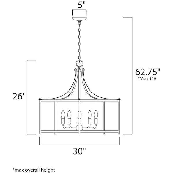 Maxim Mfg. Maxim Mfg. Wellington 5-Light 30" Pendant Oil Rubbed Bronze / Antique Brass 13595 — product photo