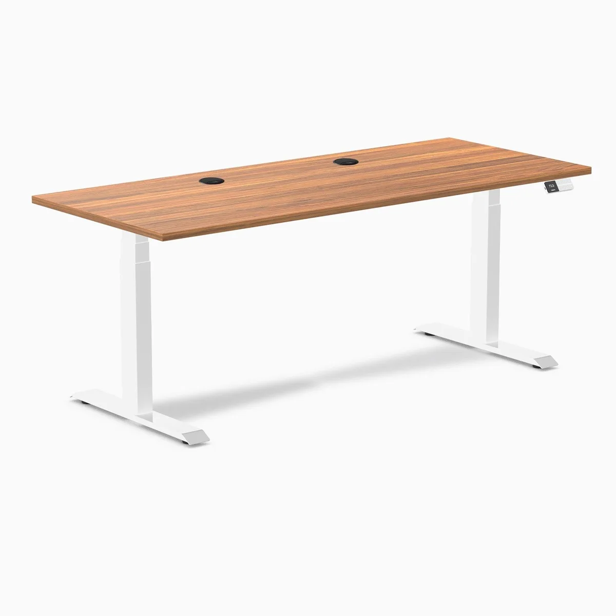 Desky Desky Dual Laminate Sit-Stand Desk Prime Oak White 70.9 x 29.5 in — product photo