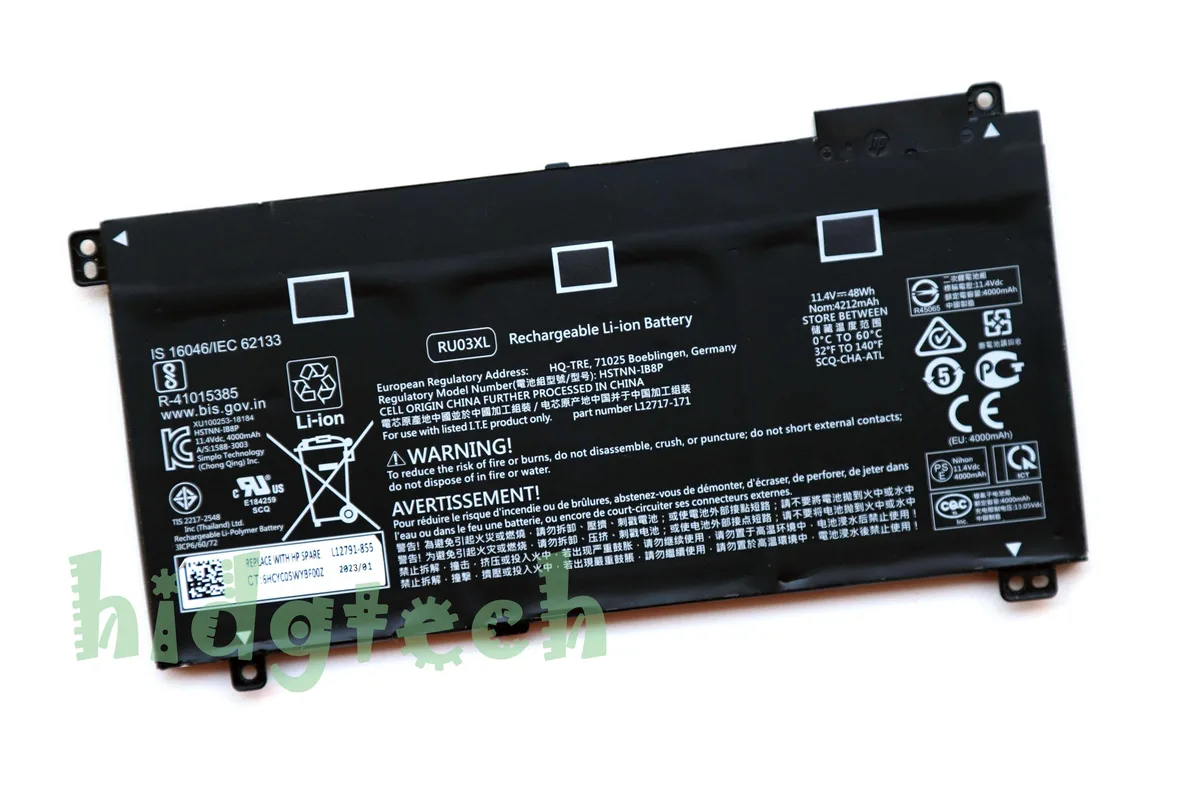 Beisite Beisite RU03XL 48Wh 11.4V laptop battery for HP ProBook x360 440 G1 11 G3 — product photo
