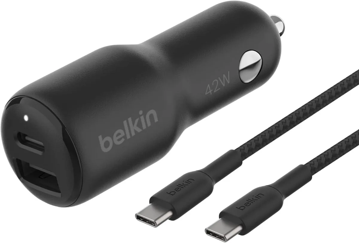 Hamzan Hamzan 42W Dual Port Car Charger 30W USB-C 12W USB-A Black — product photo