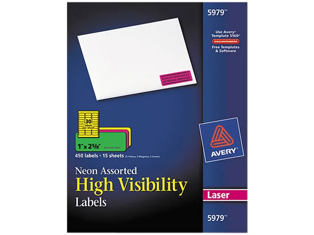Avery Avery 5979 High-Visibility Labels neon assorted 450 labels — product photo