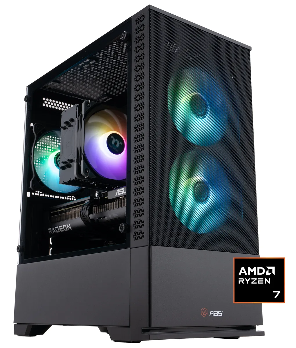 ABS ABS CR9700X9060XT16GB3 gaming PC Ryzen 7 9700X Radeon 9060 XT 32GB DDR5 1TB NVMe — product photo