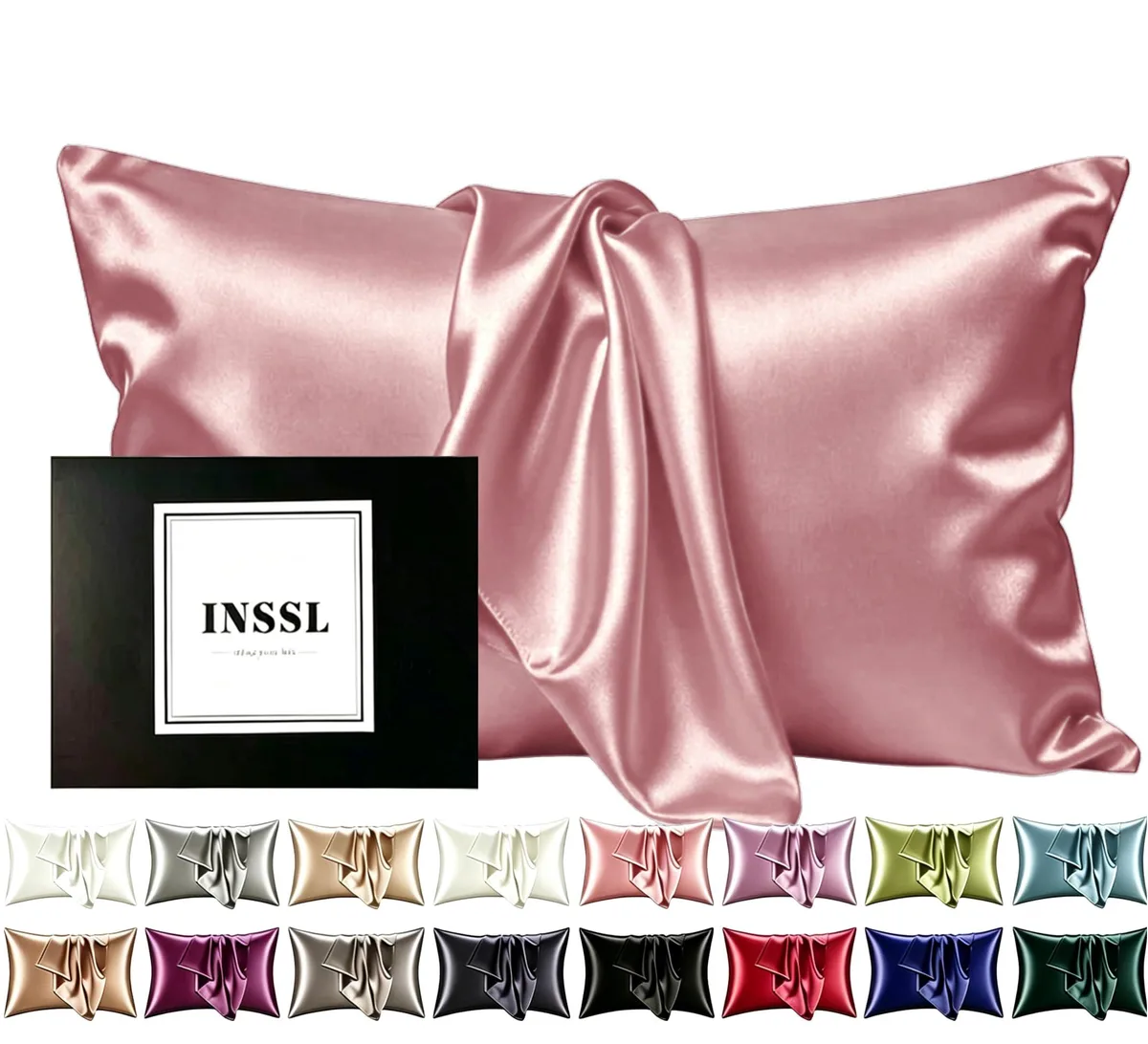 Two coral silk pillowcases with hidden zippers, standard size