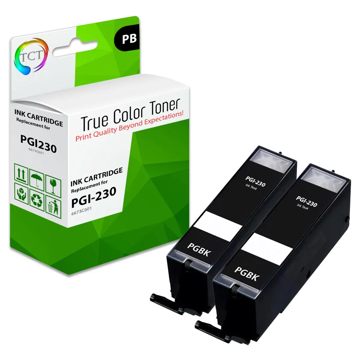 Two black ink cartridges in sealed packaging