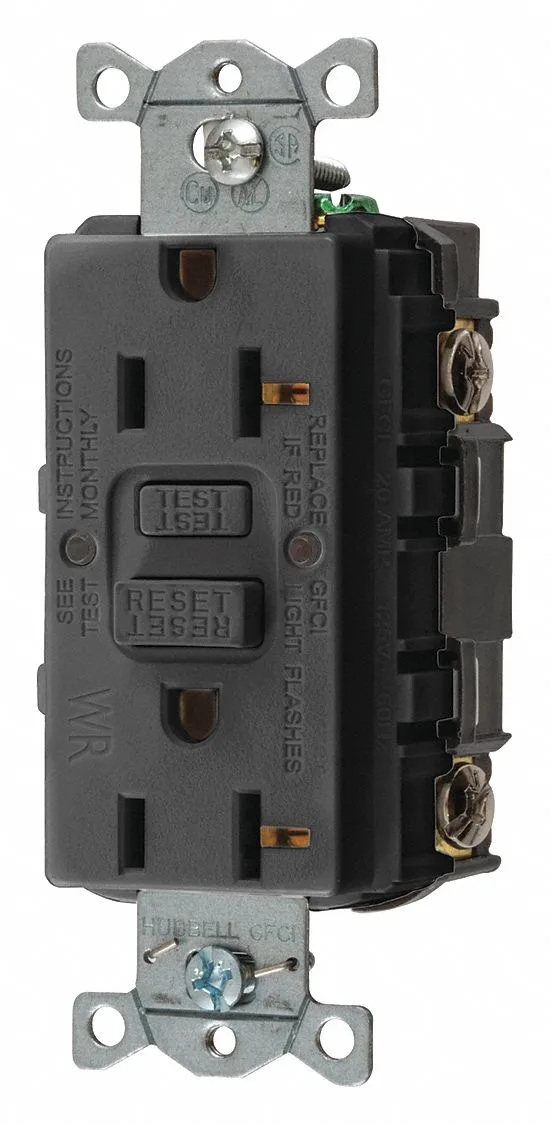 Hubbell Incorporated Hubbell Incorporated GFRWR20BLK GFCI Receptacle 20A 125VAC Black Nylon — product photo