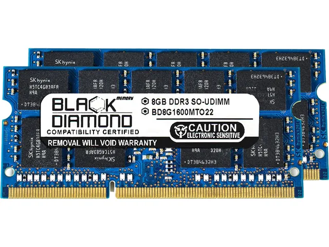Black Diamond Memory Black Diamond Memory BD8GX21600MTO22 16GB (2x8GB) DDR3 1600 ECC Unbuffered SO-DIMM server RAM — product photo