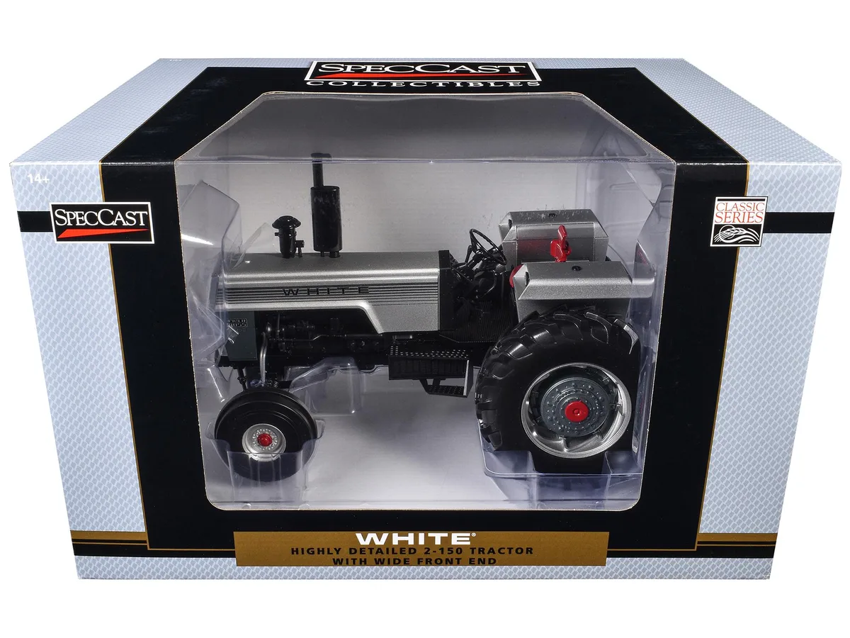 SpecCast Collectibles SpecCast Collectibles White 2-150 Tractor Silver Metallic Classic Series 1/16 Diecast — product photo