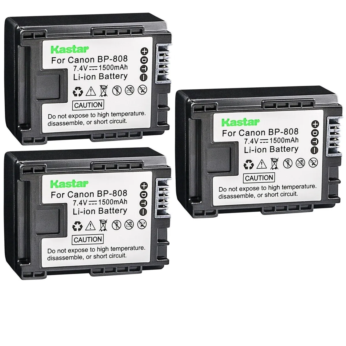 Kastar Kastar BP-808 3-pack 7.4V 1500mAh for Canon VIXIA HF M31 M32 M36 M300 M301 M306 M40 M41 M46 camera battery — product photo