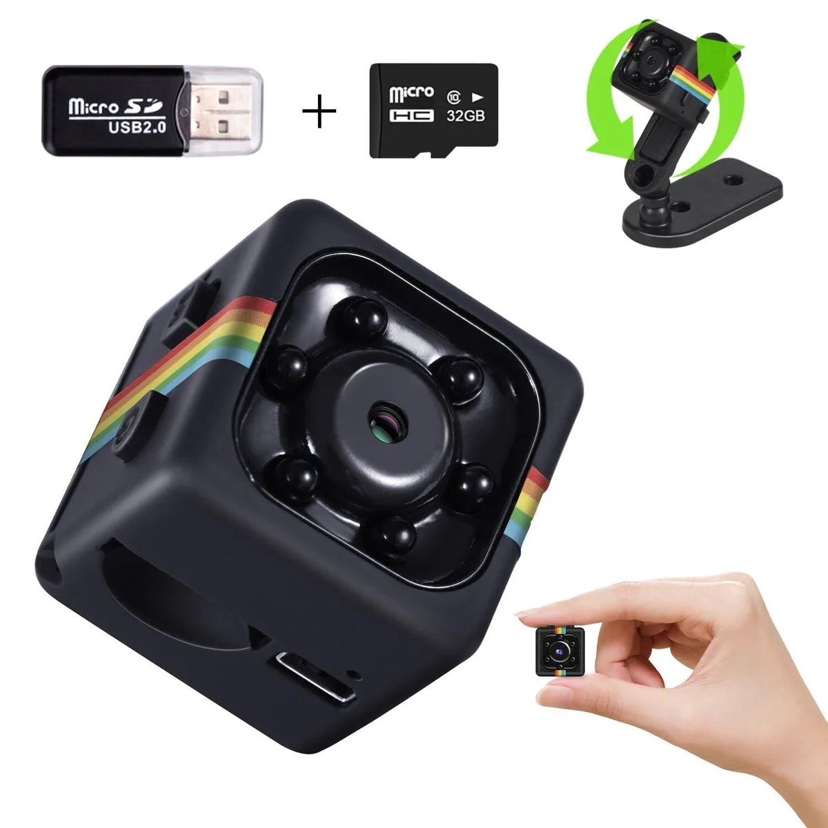  Clover SQ113VR 1080P No WiFi 32GB 360° .87in 200mAh 100min — product photo
